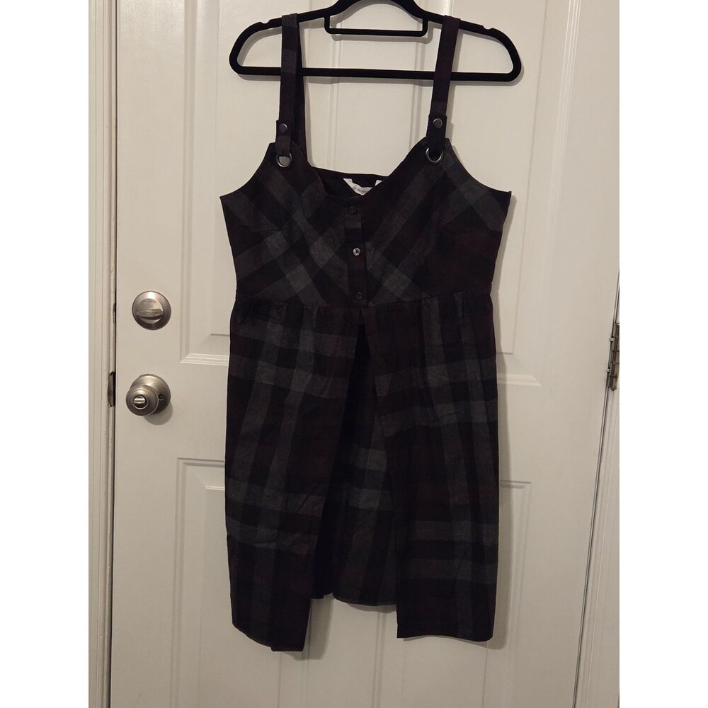 BCBGeneration Plaid Overlayer Bib Front Pinafore Mini Dress - Size L